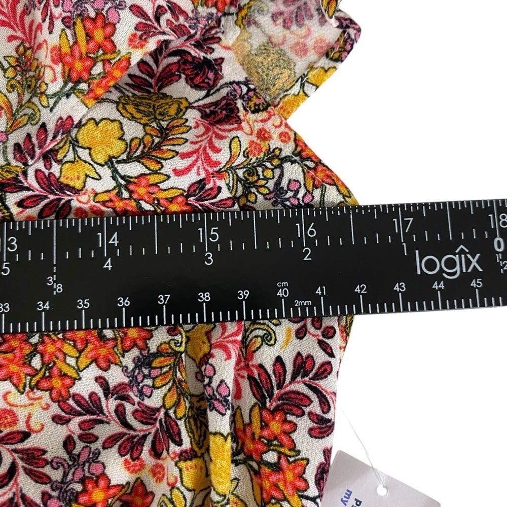 Old Navy Womens Blouse Size Small Ditzy Floral Smocked Waist Ruffle Boho Peasant - Picture 8 of 12